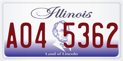 IL license plate A045362