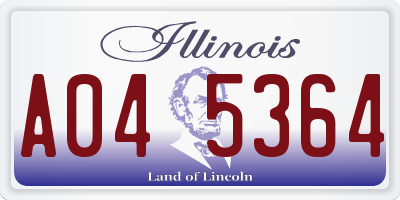 IL license plate A045364