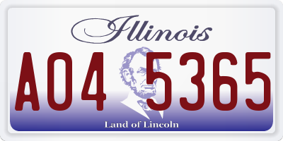 IL license plate A045365