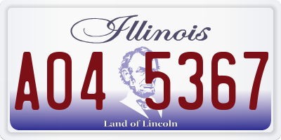 IL license plate A045367