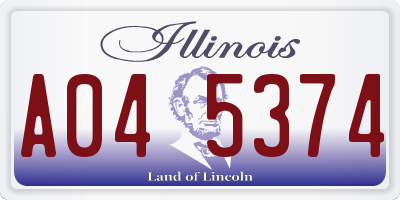 IL license plate A045374