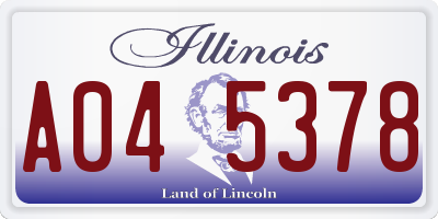 IL license plate A045378