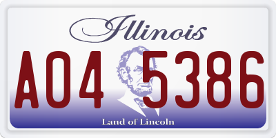 IL license plate A045386