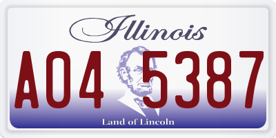 IL license plate A045387