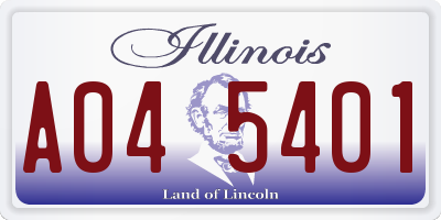 IL license plate A045401