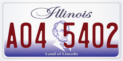 IL license plate A045402