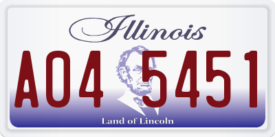 IL license plate A045451