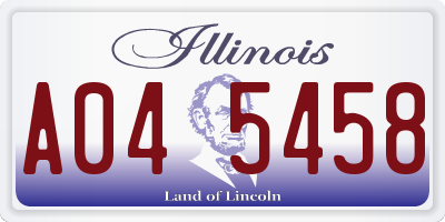IL license plate A045458