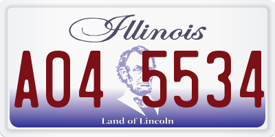 IL license plate A045534