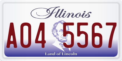 IL license plate A045567