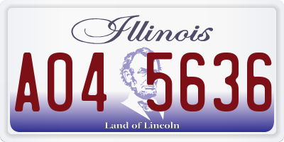 IL license plate A045636