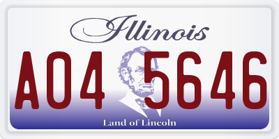 IL license plate A045646