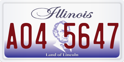 IL license plate A045647