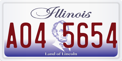 IL license plate A045654