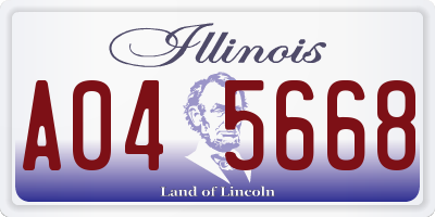 IL license plate A045668
