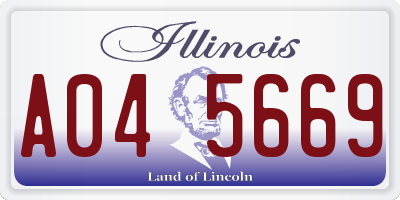 IL license plate A045669