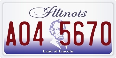 IL license plate A045670