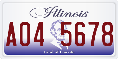 IL license plate A045678