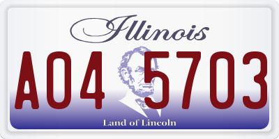 IL license plate A045703