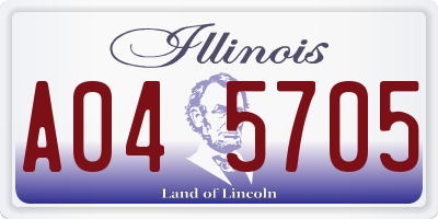 IL license plate A045705