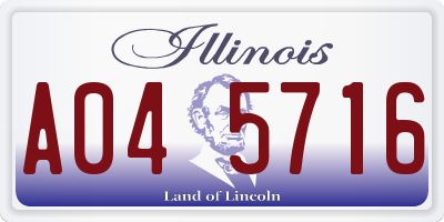 IL license plate A045716