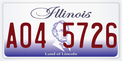 IL license plate A045726