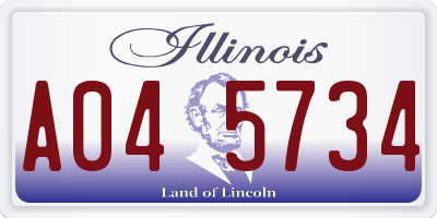 IL license plate A045734