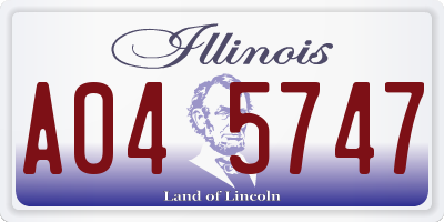 IL license plate A045747