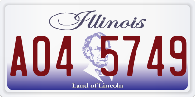 IL license plate A045749