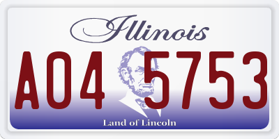 IL license plate A045753