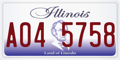 IL license plate A045758
