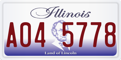 IL license plate A045778