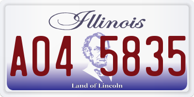 IL license plate A045835