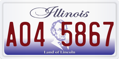 IL license plate A045867