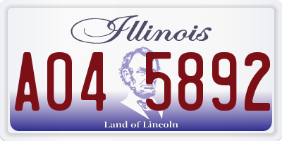 IL license plate A045892