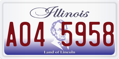 IL license plate A045958
