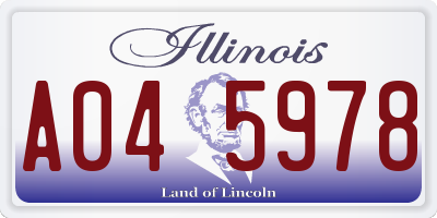 IL license plate A045978