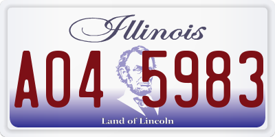 IL license plate A045983