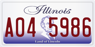 IL license plate A045986