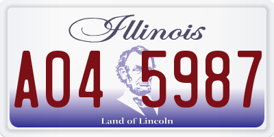 IL license plate A045987