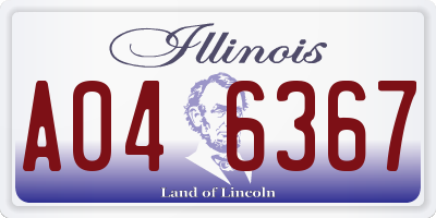 IL license plate A046367