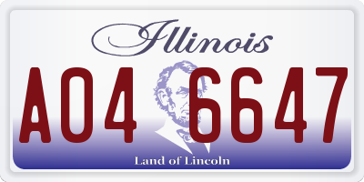 IL license plate A046647
