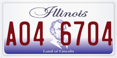 IL license plate A046704