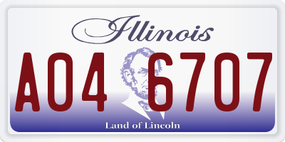 IL license plate A046707