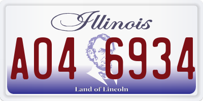 IL license plate A046934