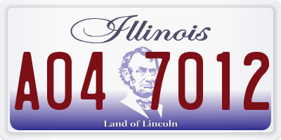 IL license plate A047012