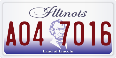 IL license plate A047016