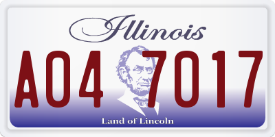 IL license plate A047017