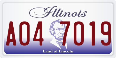 IL license plate A047019