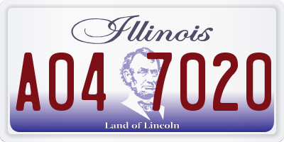 IL license plate A047020